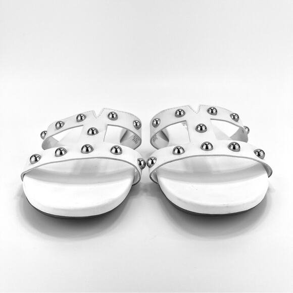 Anne Klein Iflex Ely Flat Slide Sandal Size 8.5 White Faux Leather Cushioned - Picture 3 of 16